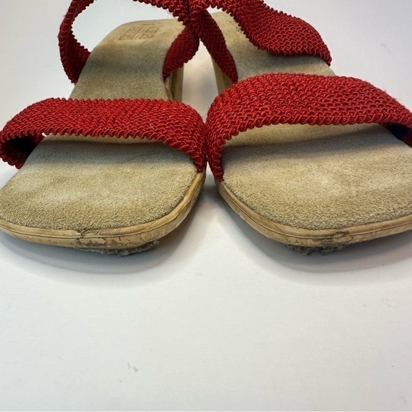 Mootsies Tootsies Red Sandals Woven Straps Cork Heel Size 9 Y2K Slip On EUC - Picture 7 of 10